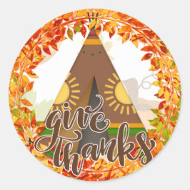 Indianerin Tipi - Danke Runder Aufkleber