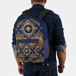 Indianerin überall in Print Blue Gold Rucksack