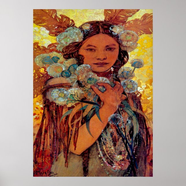 Indianerin von Alphonse Mucha  Poster (Vorne)