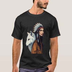 Indianerinnen Wolf Liebhaber Indigene Ameri T-Shirt