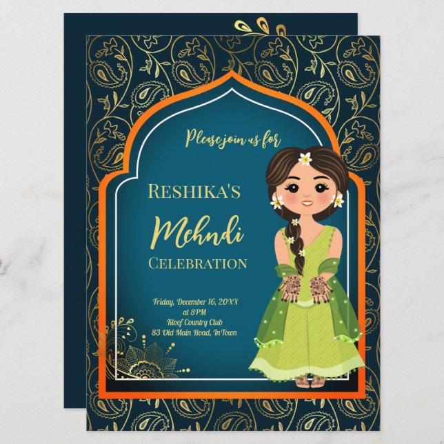 Indianerische arabische Muster gestalten aquamarin (Vorne/Hinten)