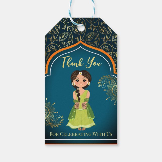 Indianerische arabische Muster gestalten aquamarin Geschenkanhänger (Vorderseite)