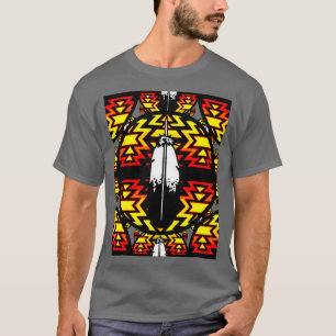 Indianerisches amerikanisches Rundschwarz-Feuerfar T-Shirt