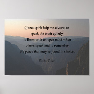 Indianerisches Gebet, Großer Geist hilft mir Poster