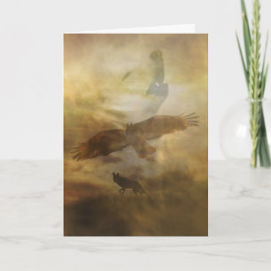 Indianerisches Glück zum Geburtstag, Wolf und Hawk Feiertagskarte