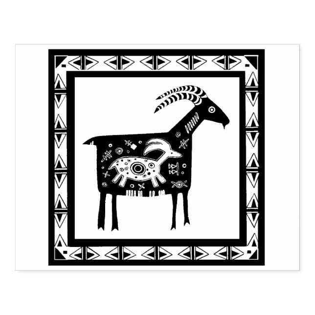 Indianerisches Mama-Ram mit Baby-Briefmarke Gummistempel (Prägung)