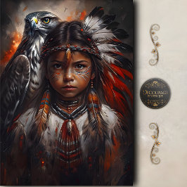 Indianerkind & Adlerkopfschmuck Dekoupage Seidenpapier