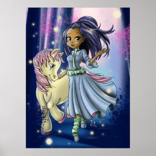 Indianermädchen und Pony Poster