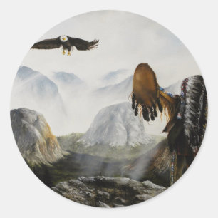 Indianermalerei~ Willkommensfreund Runder Aufkleber