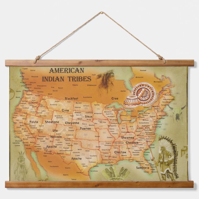 Indianermauer Wandteppich Mit Holzrahmen (Vorne)