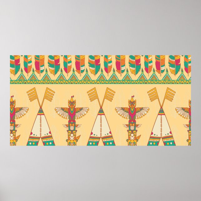 Indianerornamensches, nahtloses Zierpat Poster (Vorne)