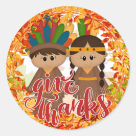 Indianerpaar - Danke Runder Aufkleber