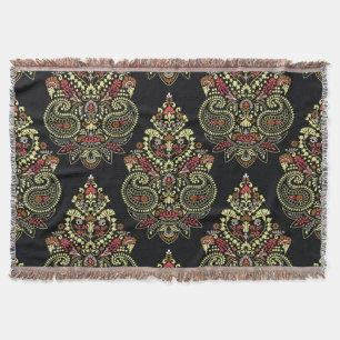 Indianerpaisley, geometrischer schwarzer Hintergru Decke