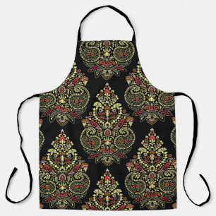 Indianerpaisley, geometrischer schwarzer Hintergru Schürze