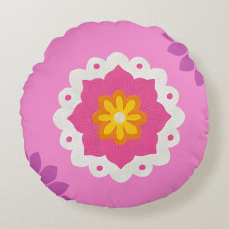 Indianerpinke und lila Mandala Rundes Kissen