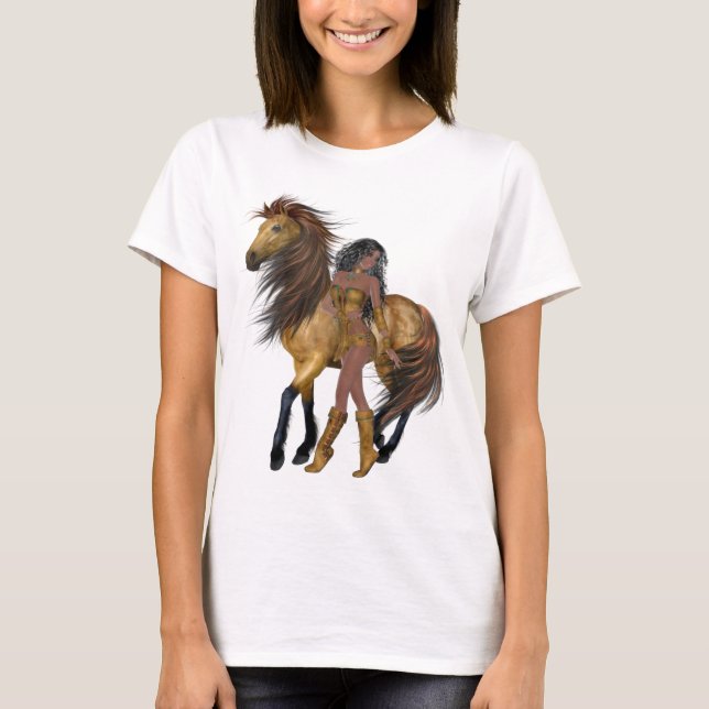Indianerprinzessin und Pferd-Shirt T-Shirt (Vorderseite)