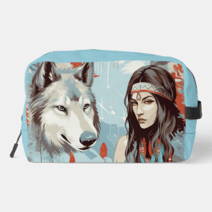 Indianerprinzessin, Wolf Toilettentasche Waschbeutel