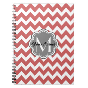 Indianerrot Zickzack floral Grau Monogramm Notizblock