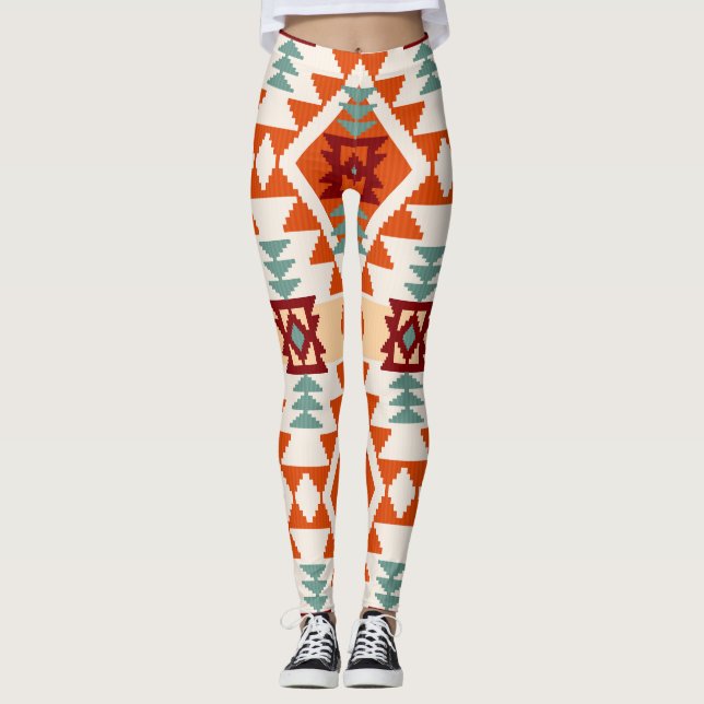 Indianerstil Geometrie nahtlos Leggings (Vorderseite)