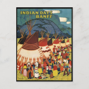 Indianertage, Native Americans, Banff, vintage Postkarte