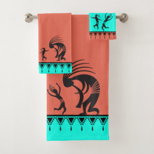 Indianertanz Kokopelli Badhandtuch Set