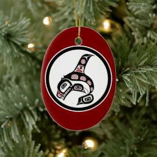 Indianerwal Red Schwarz-weiß Haida Killer Keramik Ornament