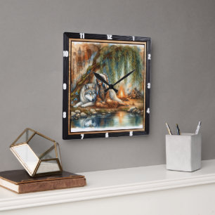 Indianerwald : Ein Moment der Stille Quadratische Wanduhr