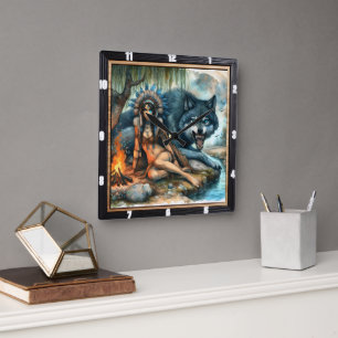 Indianerweg: Versteckte Glade weich Quadratische Wanduhr