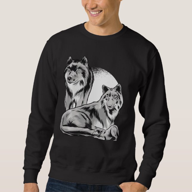 Indianerwolf Mutter Vater und Baby Wolf F Sweatshirt (Vorderseite)