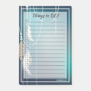 Indianische Federn und Perlen Post-it Klebezettel