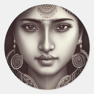 indianische Prinzessin Runder Aufkleber
