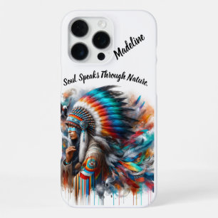 Indianische Ureinwohnerin blickt intensiv iPhone 16 Pro Max Hülle