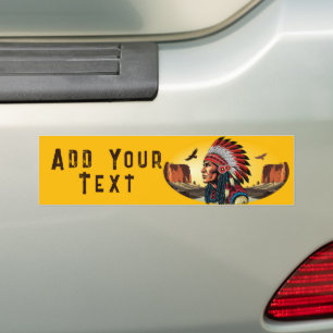 Indianischer Chef der wilden Landschaft Sunset Autoaufkleber