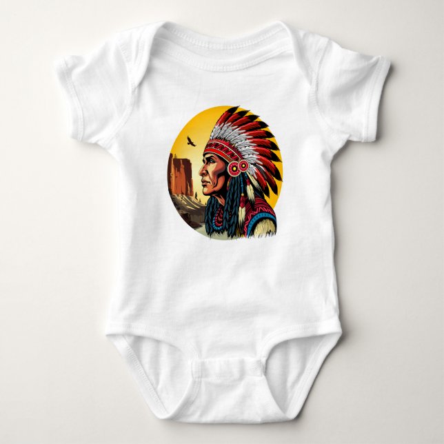 Indianischer Chef der wilden Landschaft Sunset Baby Strampler (Vorderseite)