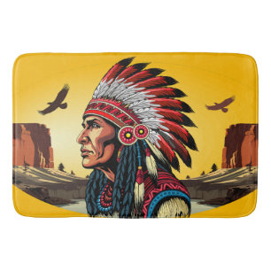 Indianischer Chef der wilden Landschaft Sunset Badematte