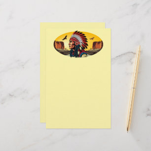 Indianischer Chef der wilden Landschaft Sunset Briefpapier