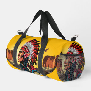 Indianischer Chef der wilden Landschaft Sunset Duffle Bag