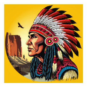 Indianischer Chef der wilden Landschaft Sunset Fotodruck