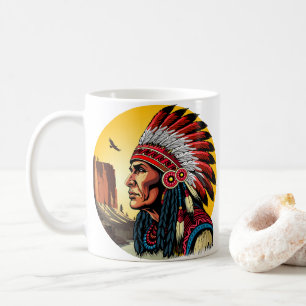 Indianischer Chef der wilden Landschaft Sunset Kaffeetasse