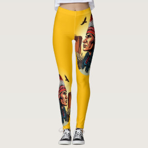 Indianischer Chef der wilden Landschaft Sunset Leggings