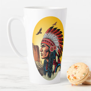 Indianischer Chef der wilden Landschaft Sunset Milchtasse