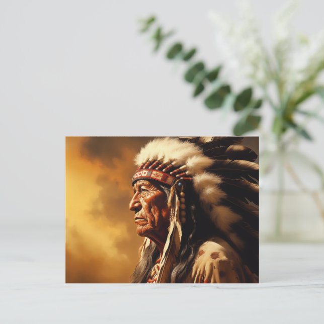 Indianischer Chef Postkarte (Stehend Vorderseite)