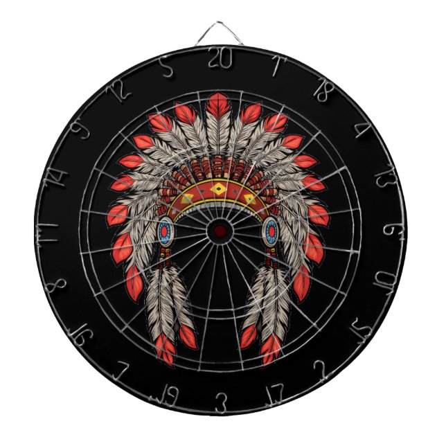 „Indianischer Häuptlingsschmuck“ Dartboard Dartscheibe (vorne)