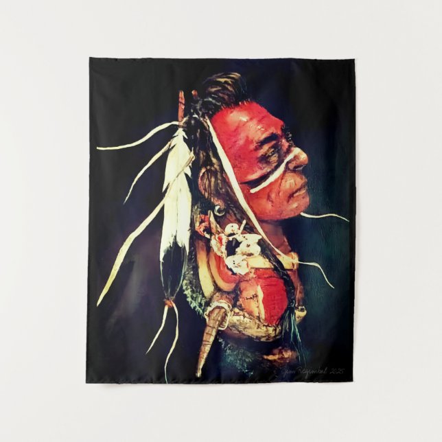 Indianischer "Kaw Krieger" Wandteppich (Vorderseite)