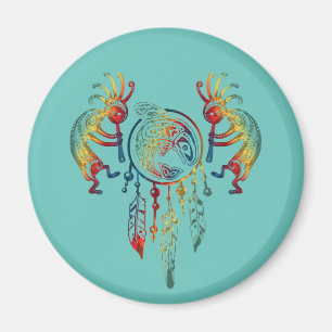 Indianischer Kokopelli-Wal-Traumfänger 1 Magnet