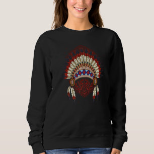 Indianischer Kopfschmuck Indigener Stamm Native Am Sweatshirt