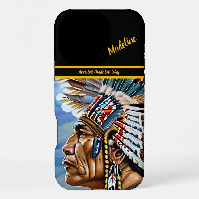 Indianischer Krieger blickt  iPhone Hülle (Rückseite)