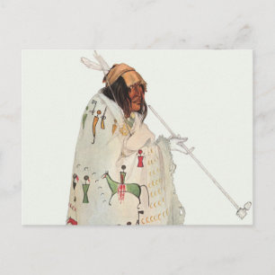 Indianischer Krieger mit Pfeife Porträt von Karl B Postkarte