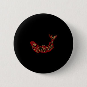 Indianischer Lachsfisch-Totem Pazifik Button