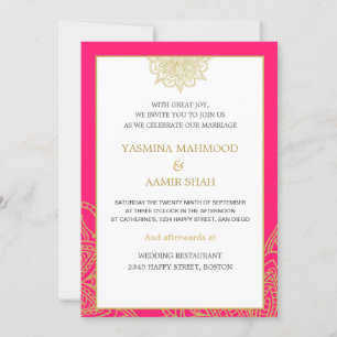 Indianischer Stil Pink Gold Chic Hochzeit Einladung